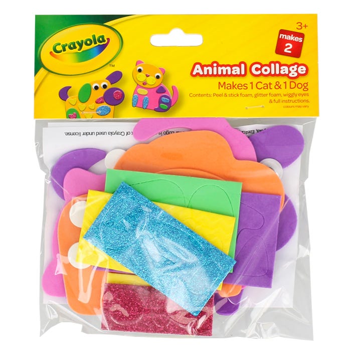 Crayola Animal Collage Makes 1 Cat & 1 Dog RRP £1 CLEARANCE XL 99p
